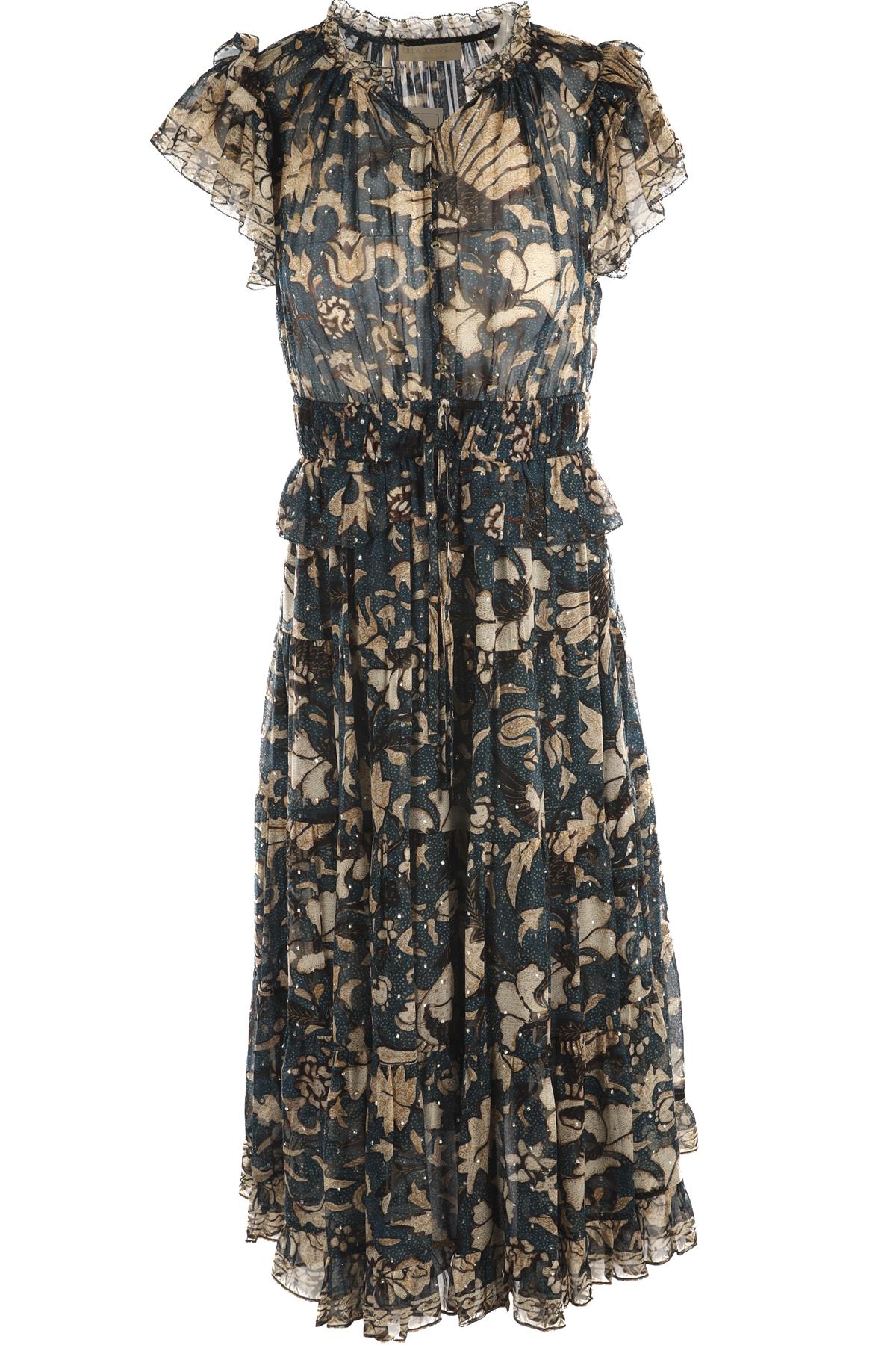 ULLA JOHNSON BLUE SILK MIDI DRESS US 2 UK 6