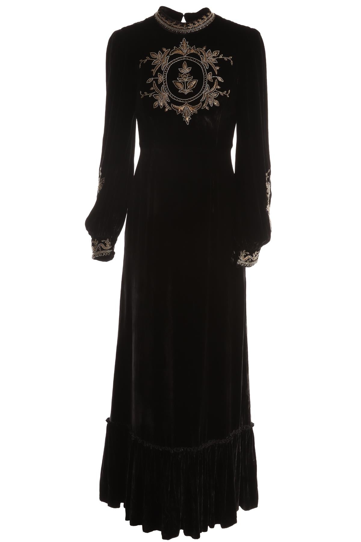MUZUNGU SISTERS BLACK VELVET MAXI DRESS XSMALL