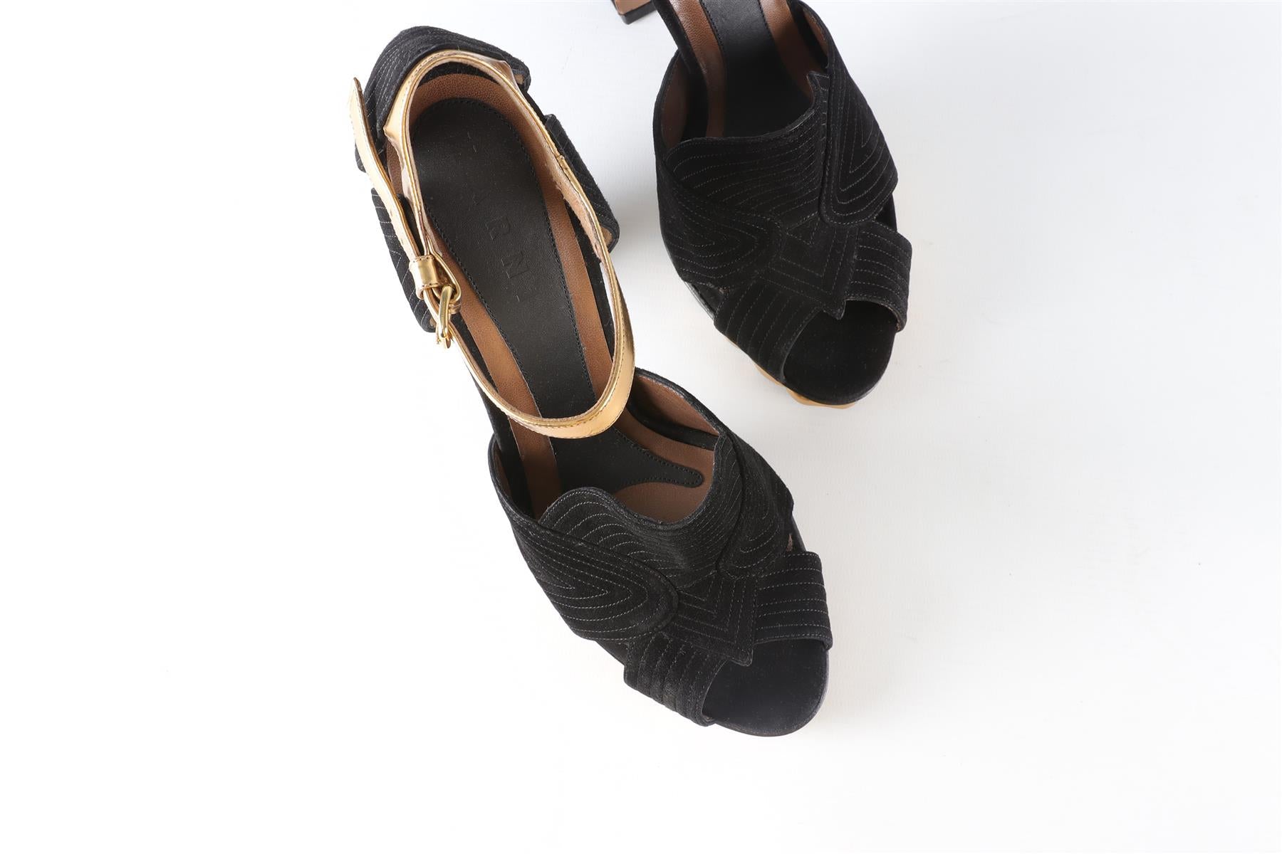 MARNI BLACK SUEDE SANDALS EU 40 UK 7 US 10