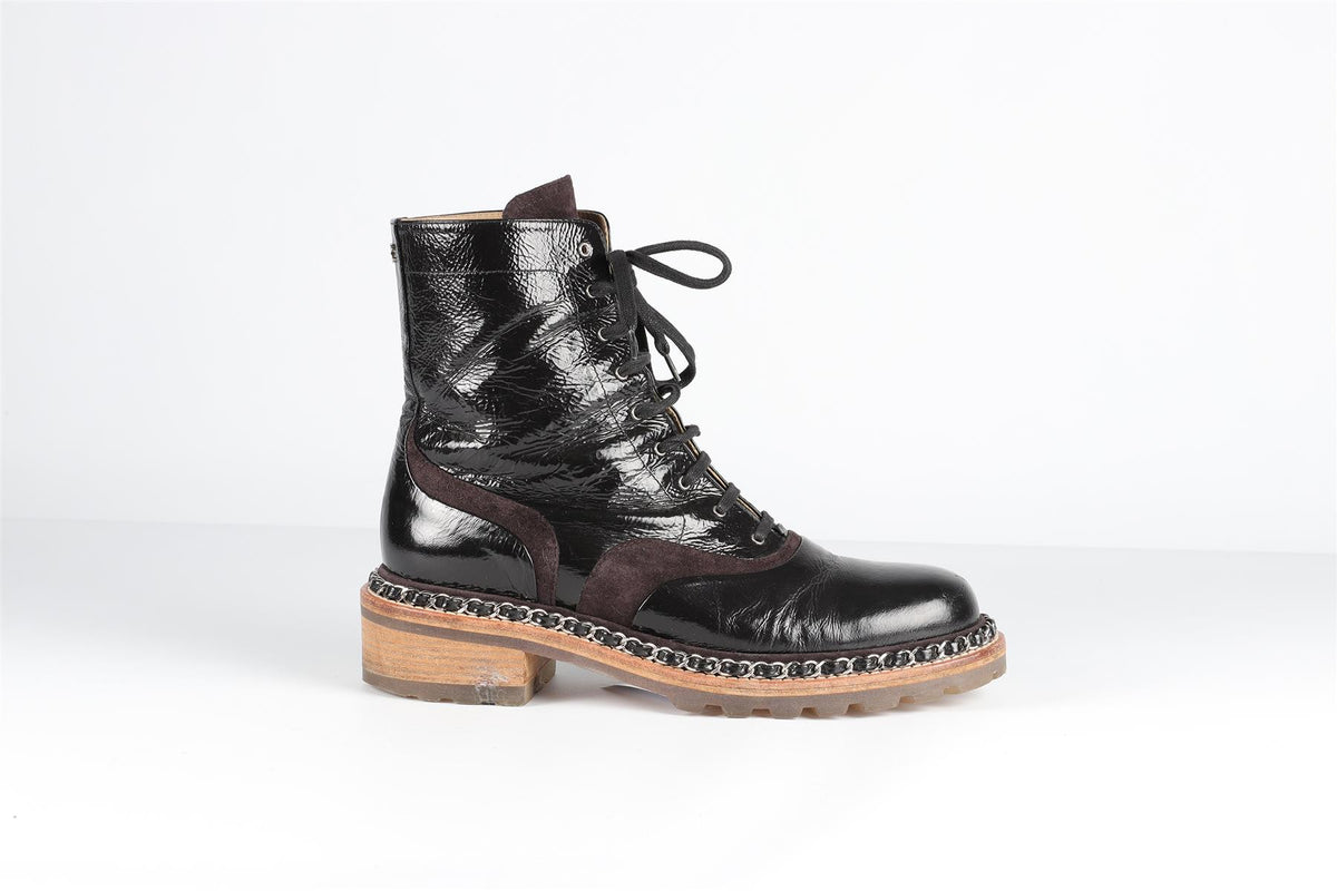 CHANEL BROWN 2015 LEATHER ANKLE BOOTS EU 39 UK 6 US 9