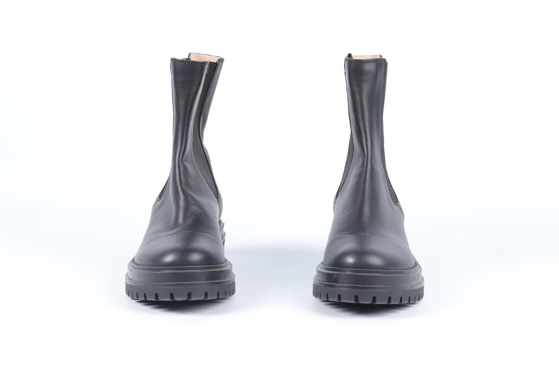 GIANVITO ROSSI BLACK LEATHER ANKLE BOOTS EU 37 UK 4 US 7