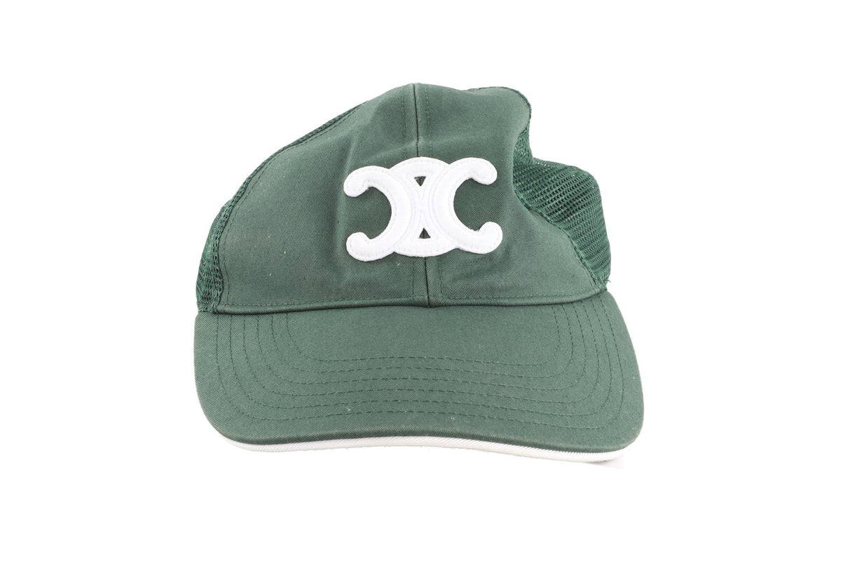CELINE GREEN TRIOMPHE COTTON BASEBALL CAP SMALL