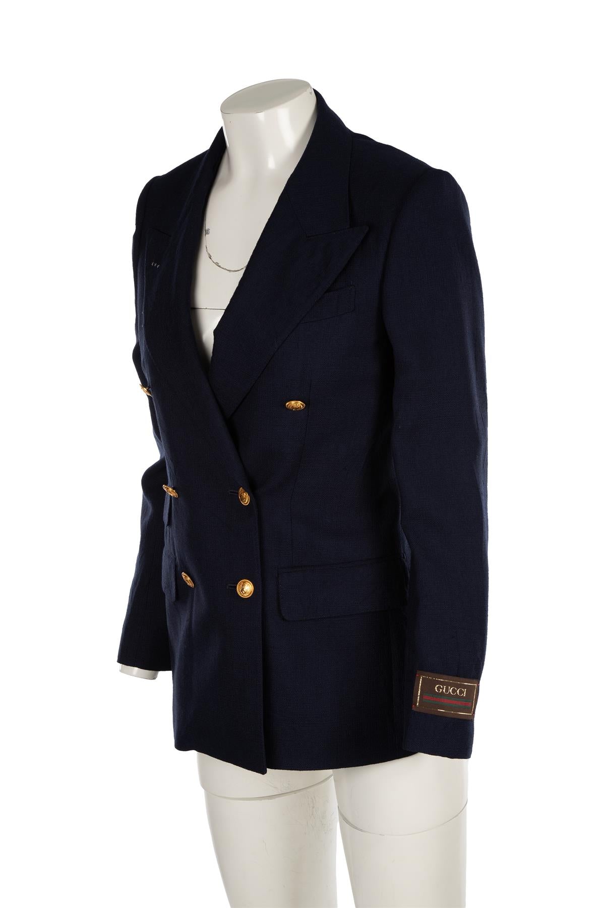 GUCCI NAVY WOVEN BLAZER IT 38 UK 6