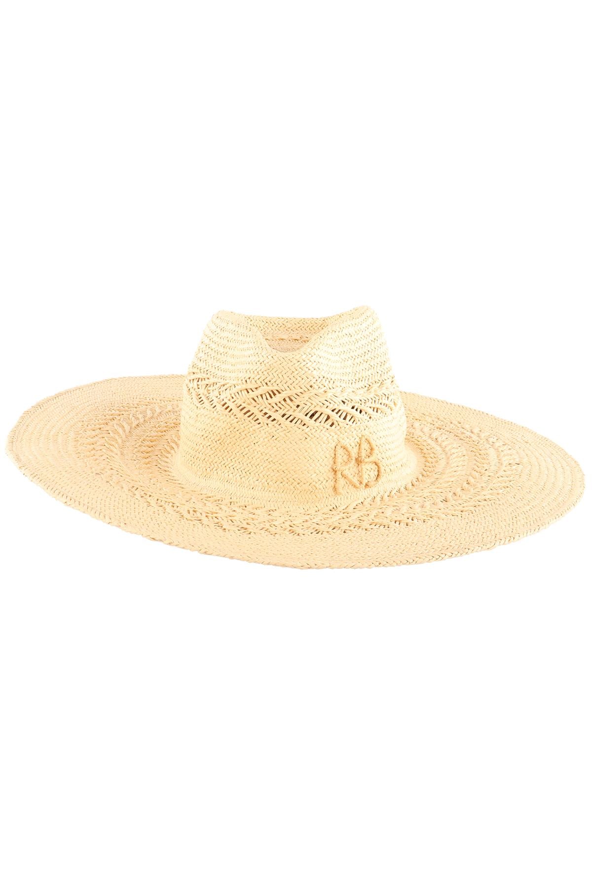 RUSLAN BAGINSKIY BEIGE STRAW HAT SMALL