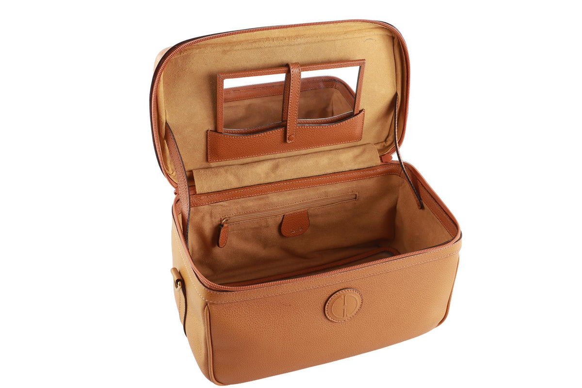 GUCCI TAN VINTAGE VANITY BAMBOO LEATHER TOTE BAG