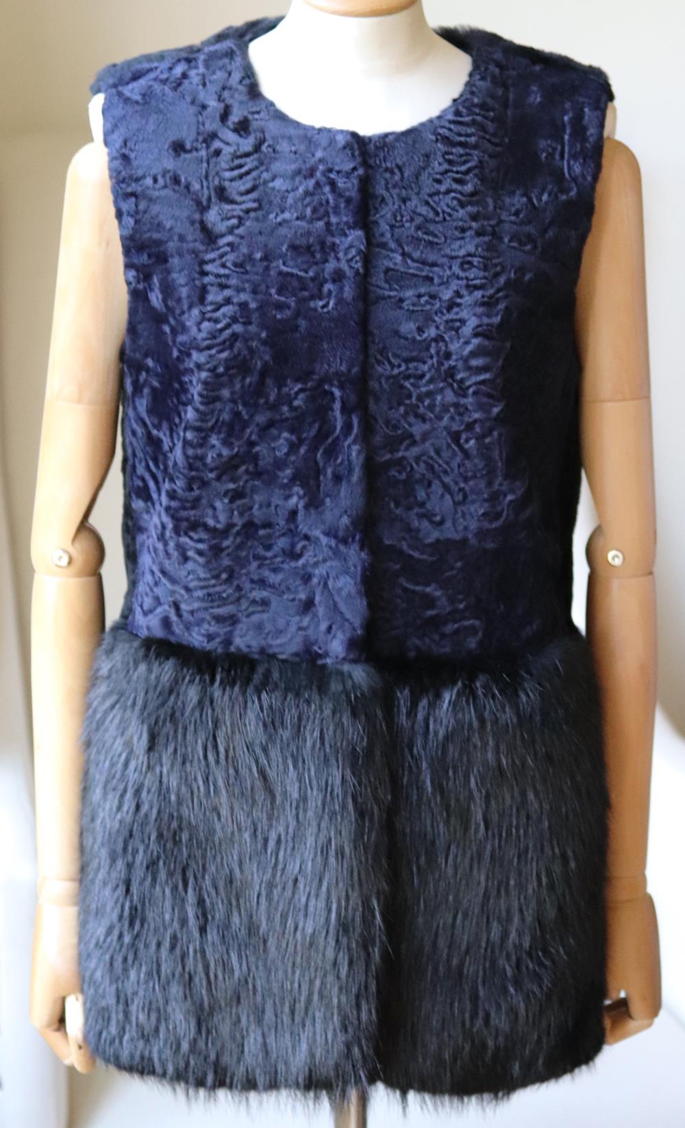 CO SHEARLING, RABBIT AND BEAVER FUR GILET XSMALL