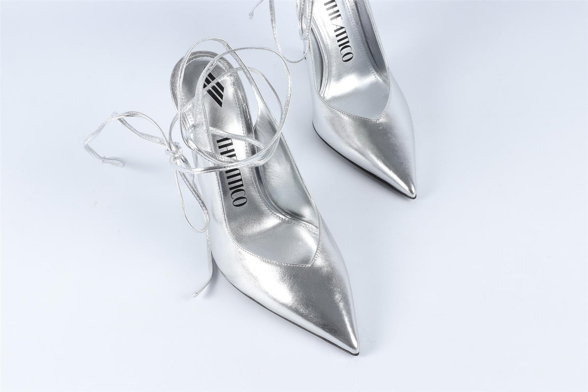 THE ATTICO SILVER LEATHER PUMPS EU 38 UK 5 US 8
