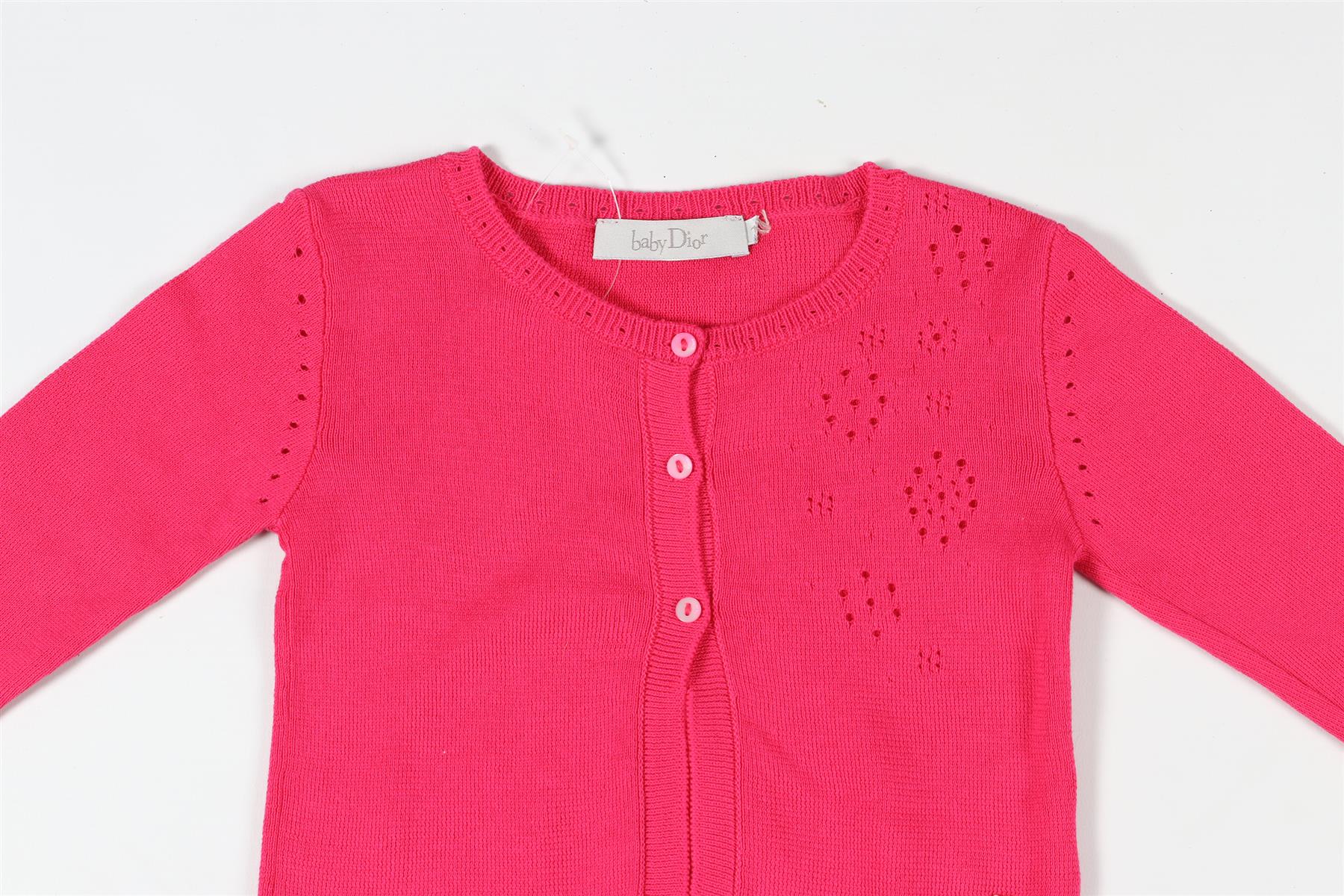 CHRISTIAN DIOR PINK BABY GIRLS COTTON CARDIGAN 18 MONTHS