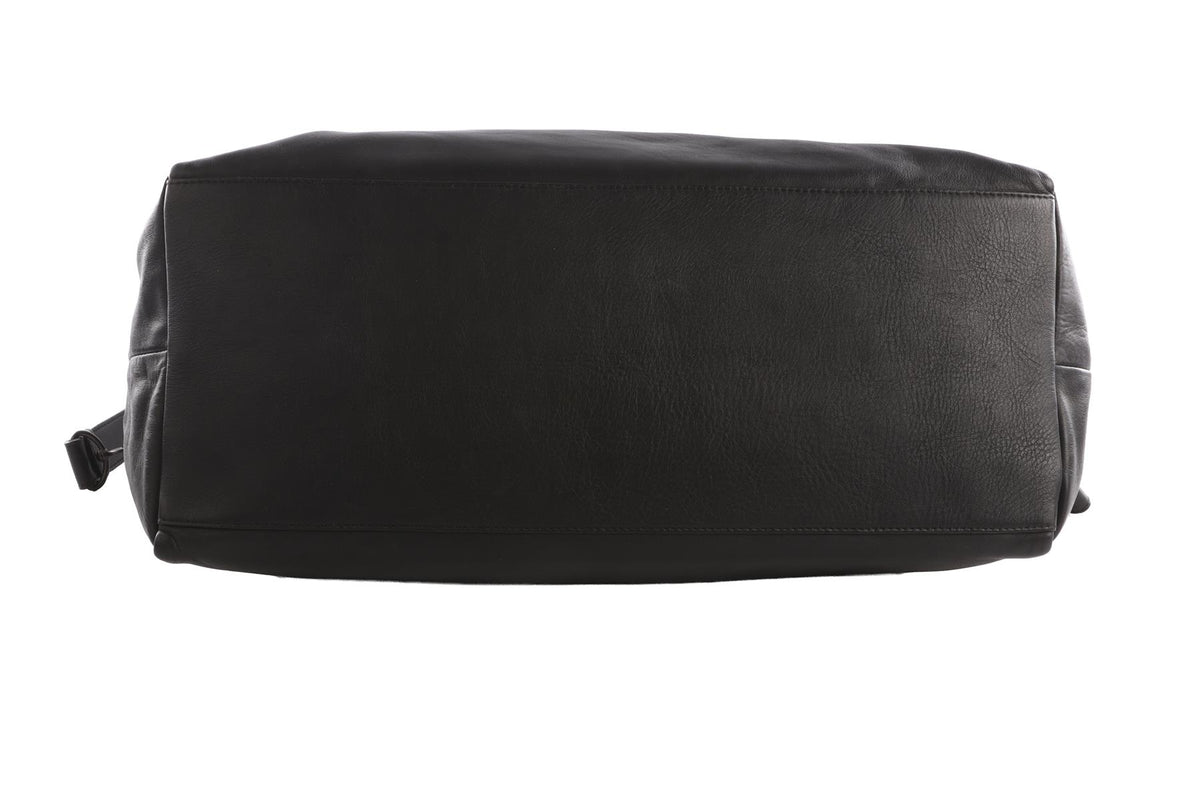BOTTEGA VENETA BLACK MEN'S NERO LEATHER TOTE BAG