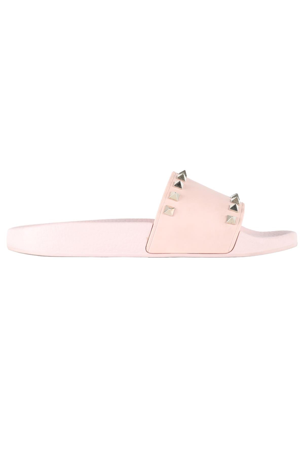 VALENTINO GARAVANI PINK ROCKSTUD RUBBER SLIDES EU 38 UK 5 US 8