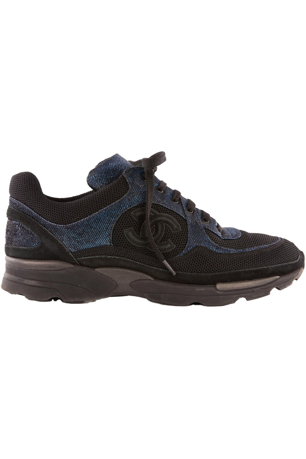 CHANEL BLUE CC FABRIC SNEAKERS EU 39 UK 6 US 9