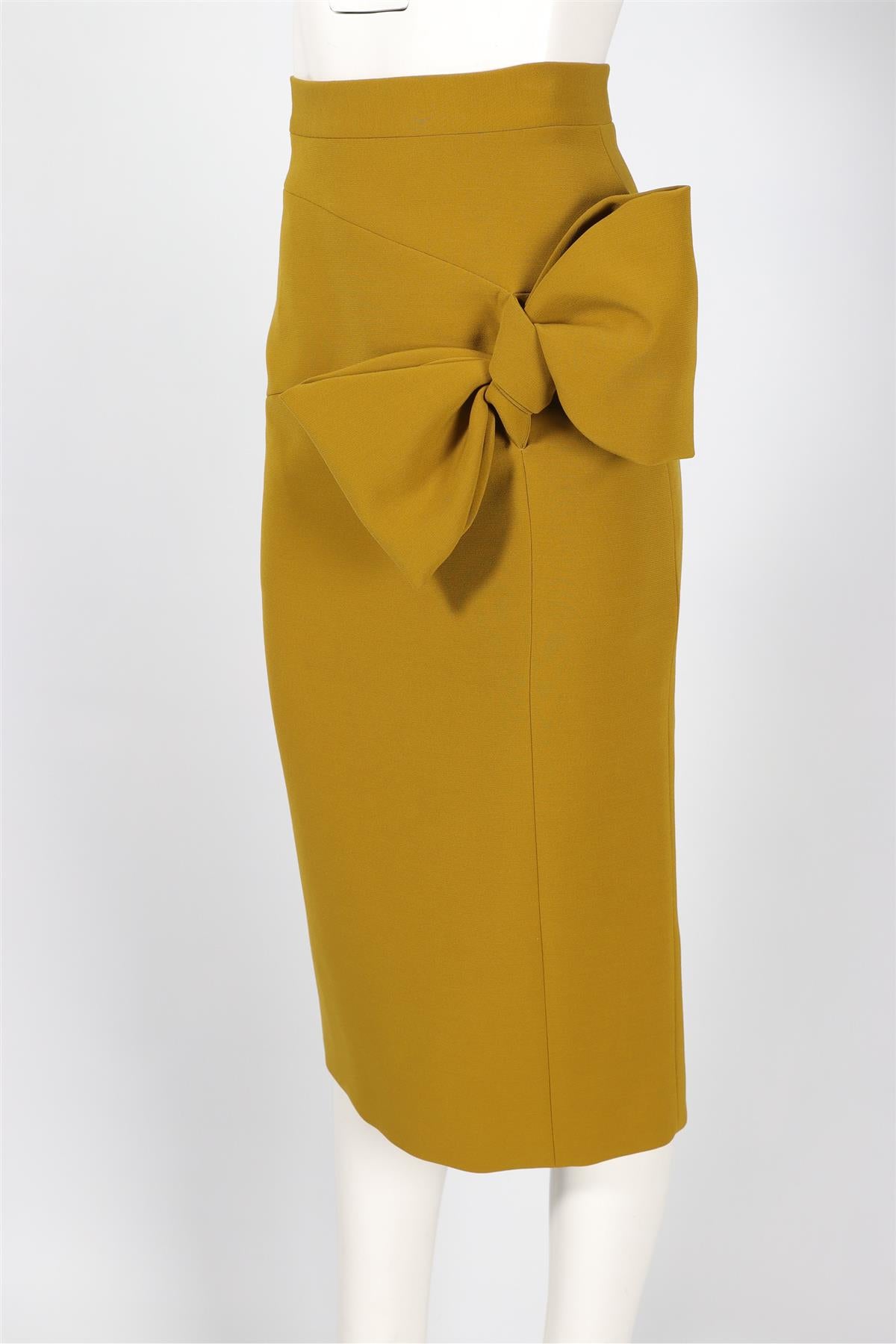 ROKSANDA GREEN CREPE MIDI SKIRT UK 8