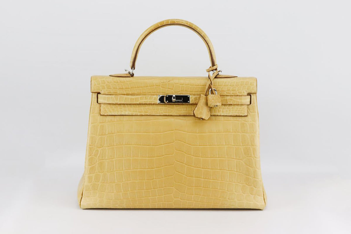 HERMÈS 2016 KELLY RETOURNE 35CM MATTE NILOTICUS CROCODILE LEATHER BAG