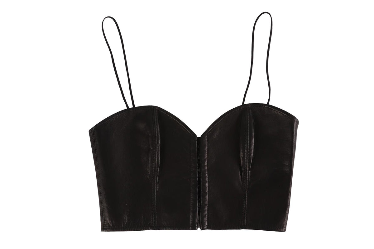 KIKI MONTPARNASSE BLACK LEATHER TOP SMALL