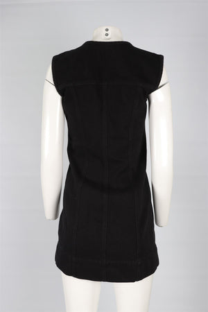 FRAME BLACK DENIM MINI DRESS US 2 UK 6