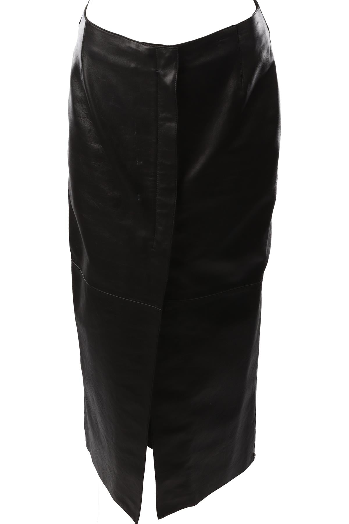 BLACK LEATHER MAXI SKIRT