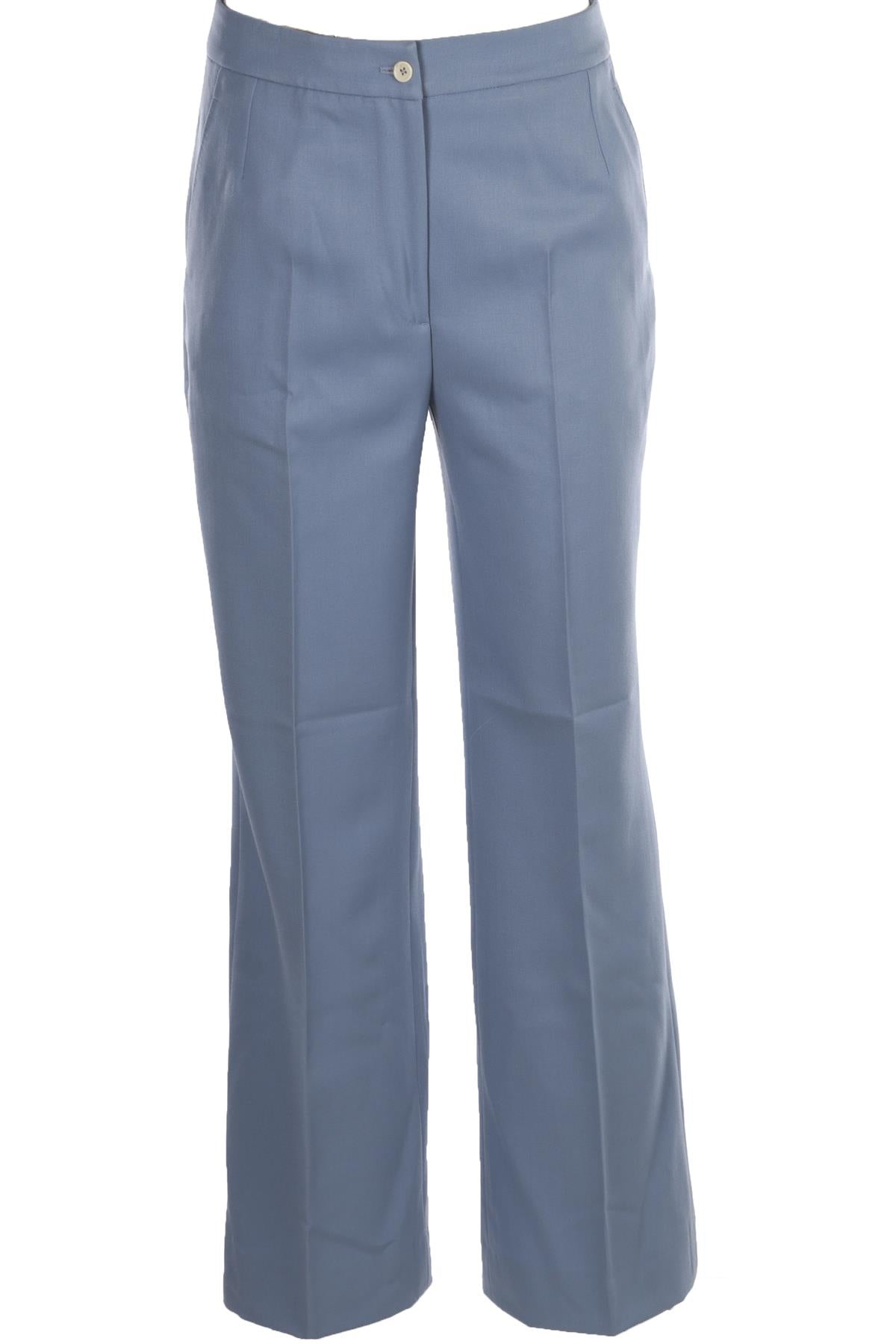 BLUE WOOL WIDE LEG PANTS