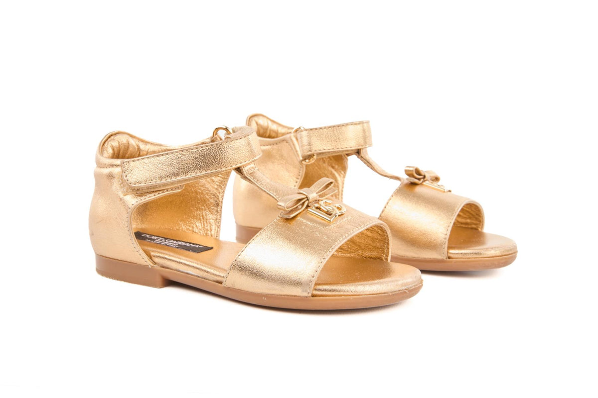 DOLCE & GABBANA GOLD KIDS GIRLS SANDALS EU 24 UK 7 US 8
