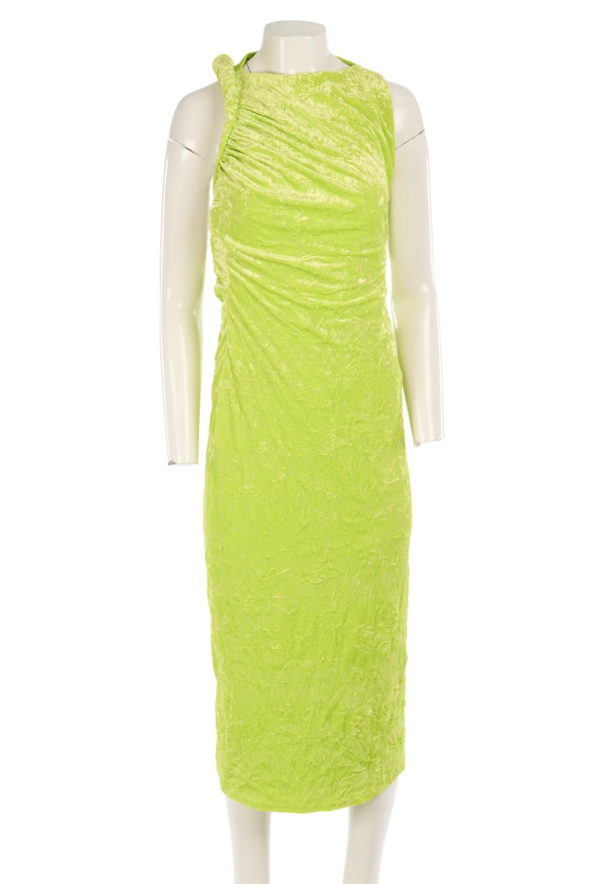 VERSACE GREEN VELVET MIDI DRESS IT 42 UK 10