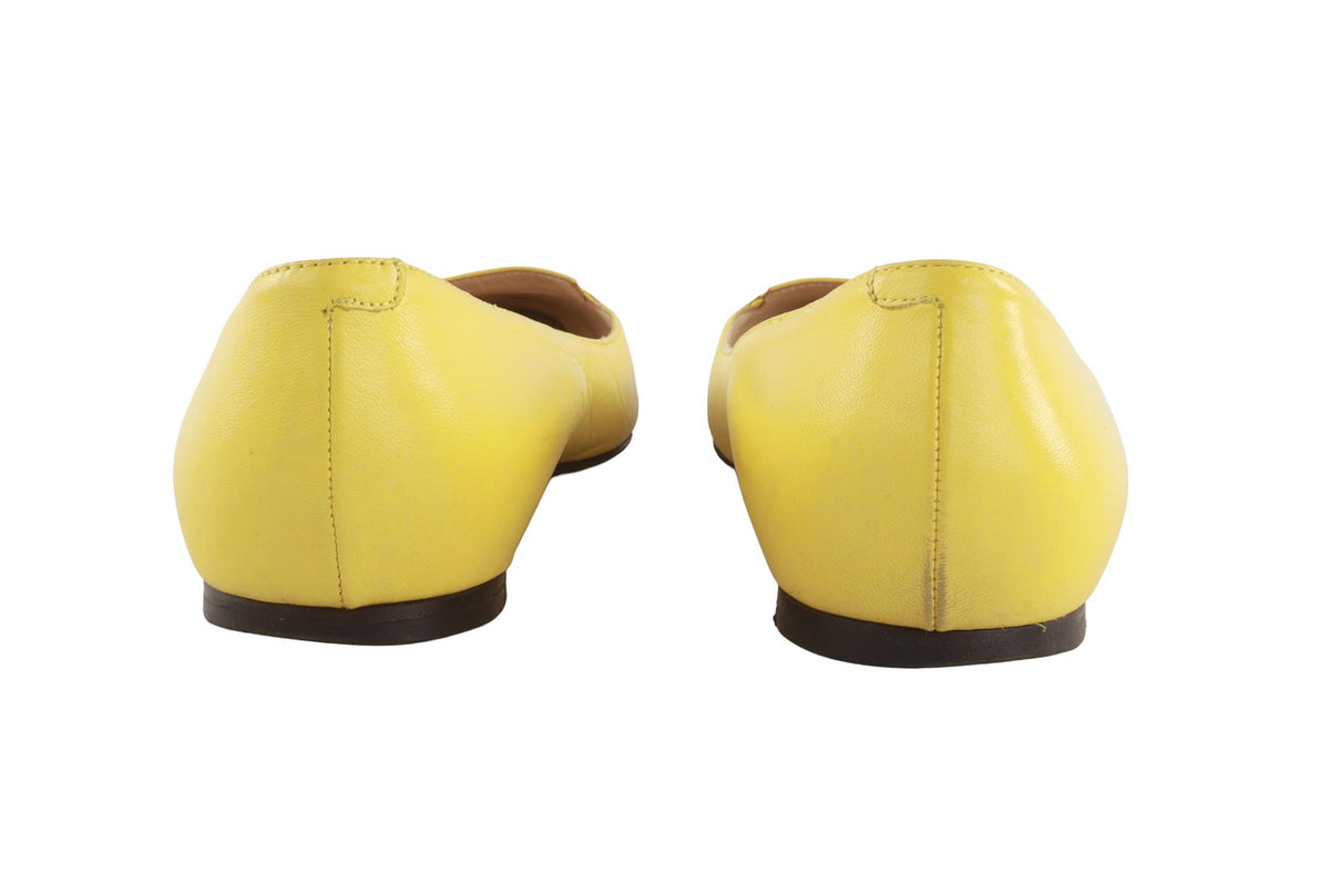 JIMMY CHOO YELLOW LEATHER BALLET FLATS EU 39 UK 6 US 9