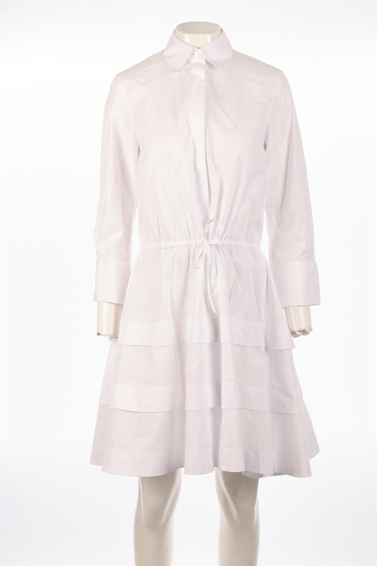 ALAÏA WHITE COTTON MIDI DRESS FR 36 UK 8