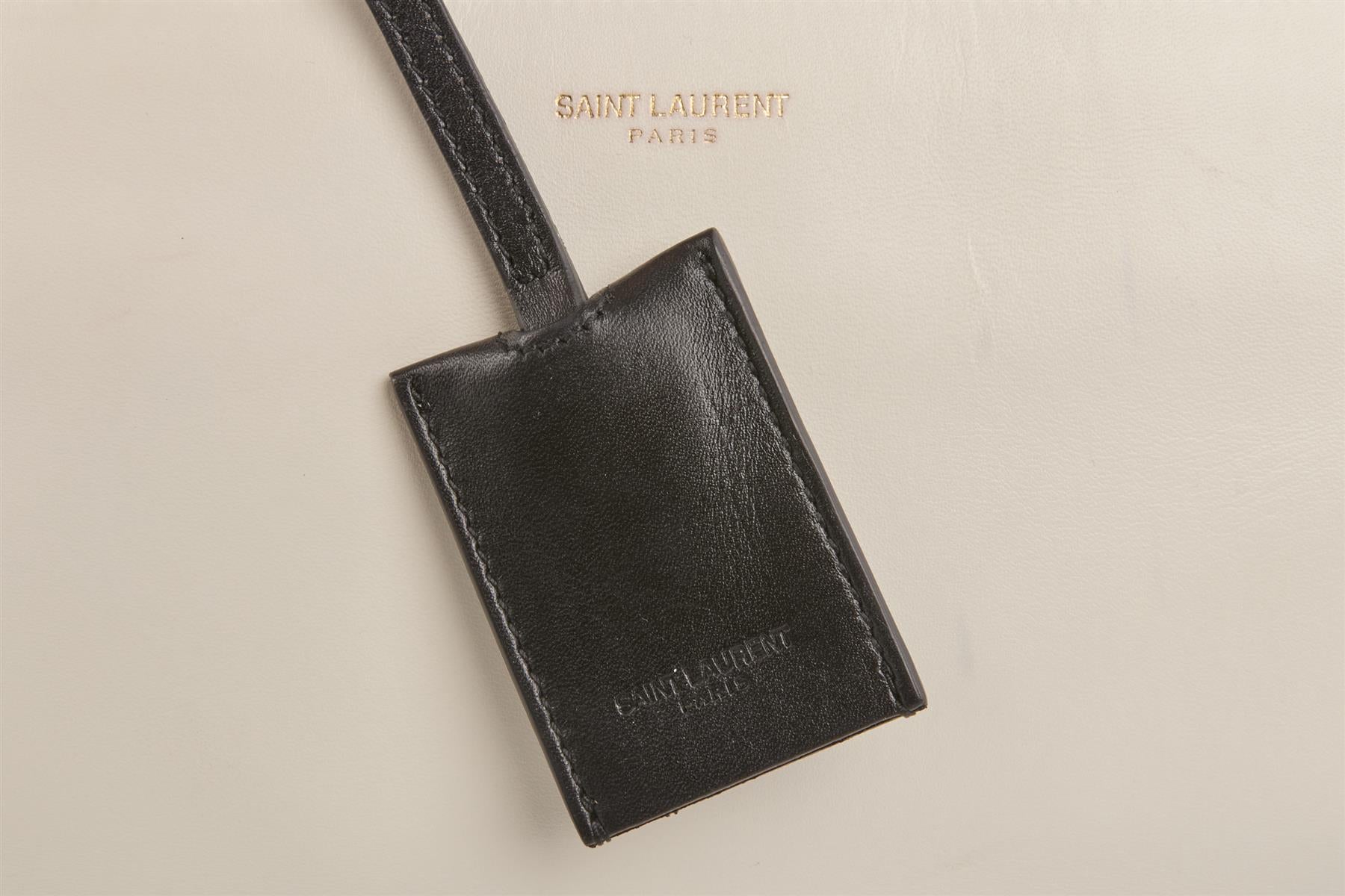 SAINT LAURENT BLACK CLASSIC DUFFLE 6 LEATHER TOTE BAG