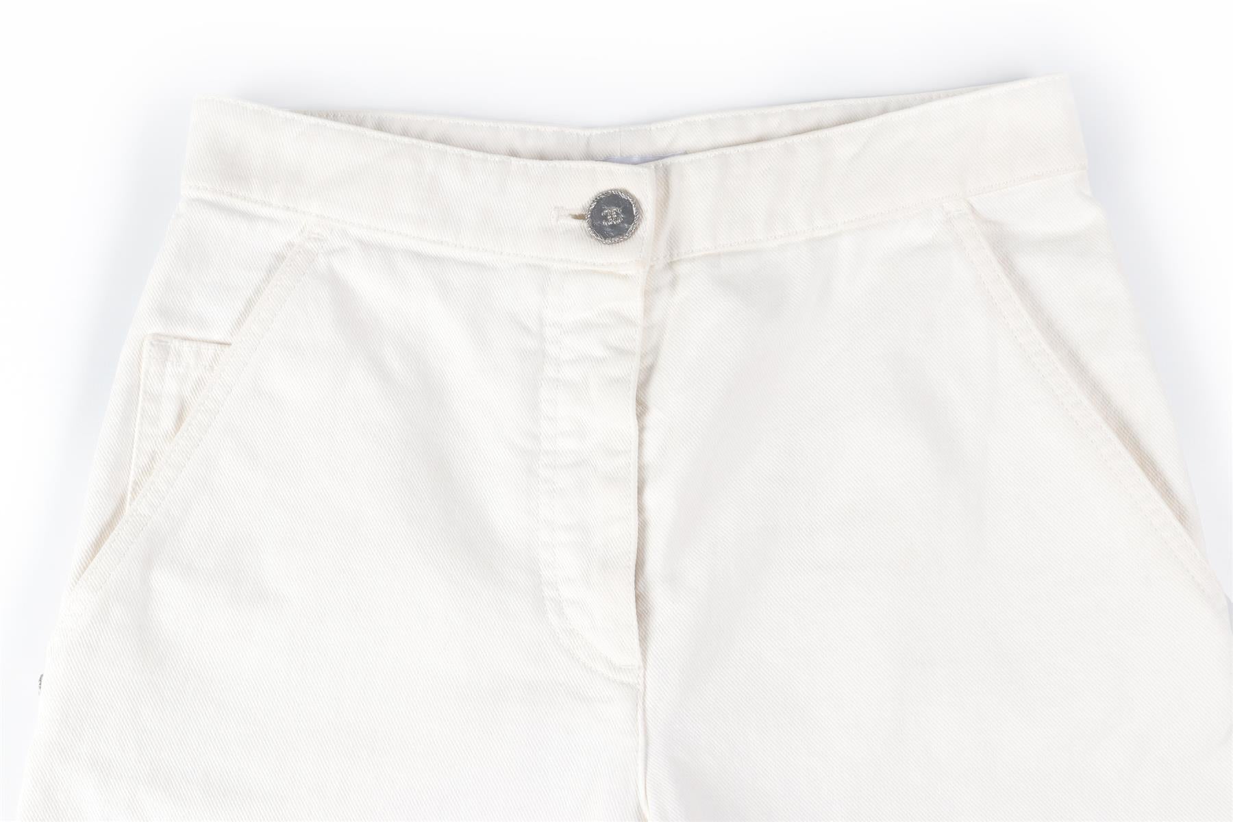 CHANEL WHITE 2022 HIGH RISE TAPERED JEANS FR 36 UK 8