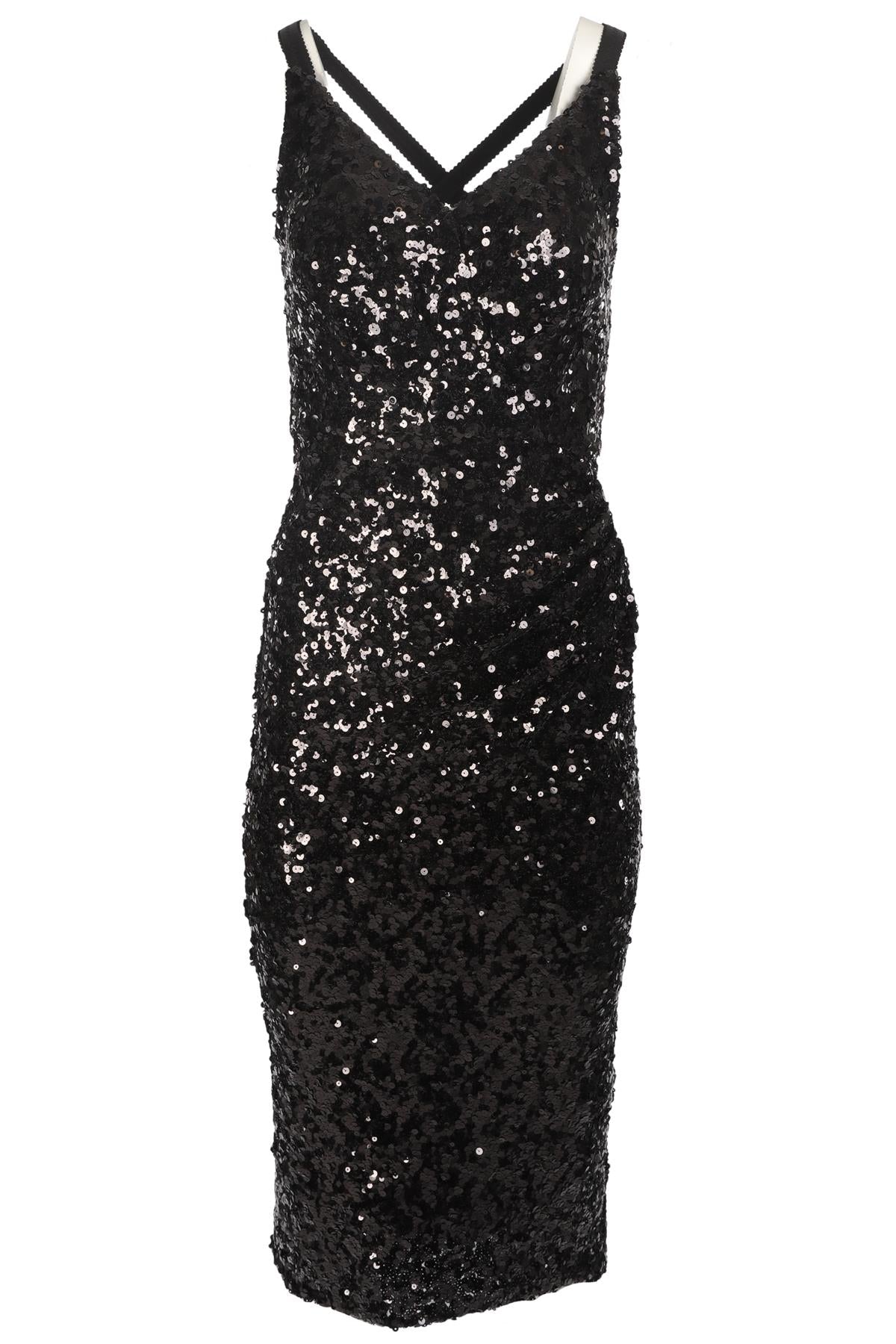 DOLCE & GABBANA BLACK SEQUIN MAXI DRESS IT 36 UK 4