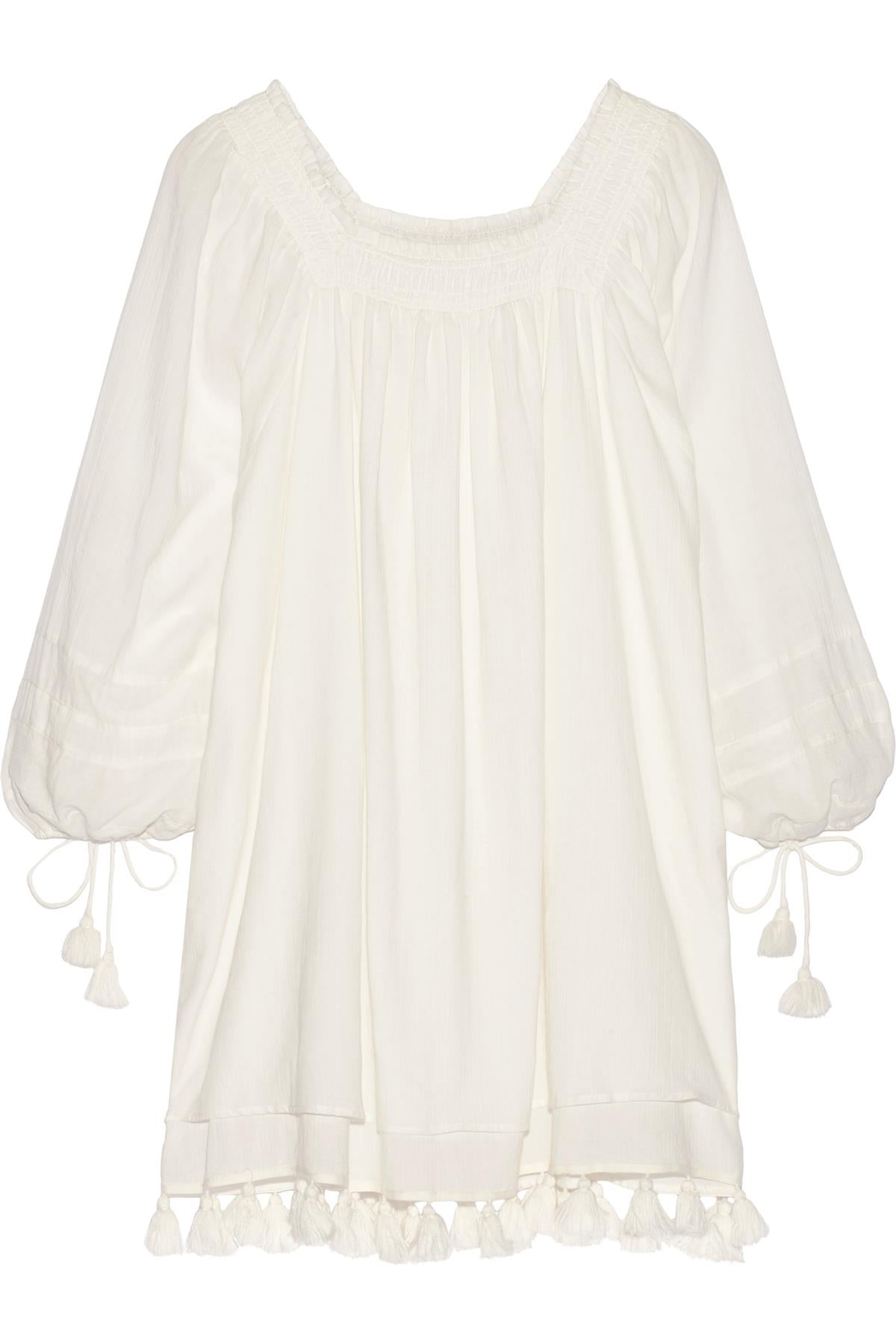 APIECE APART TEWA TASSELED COTTON GAUZE MINI DRESS US 2 UK 6