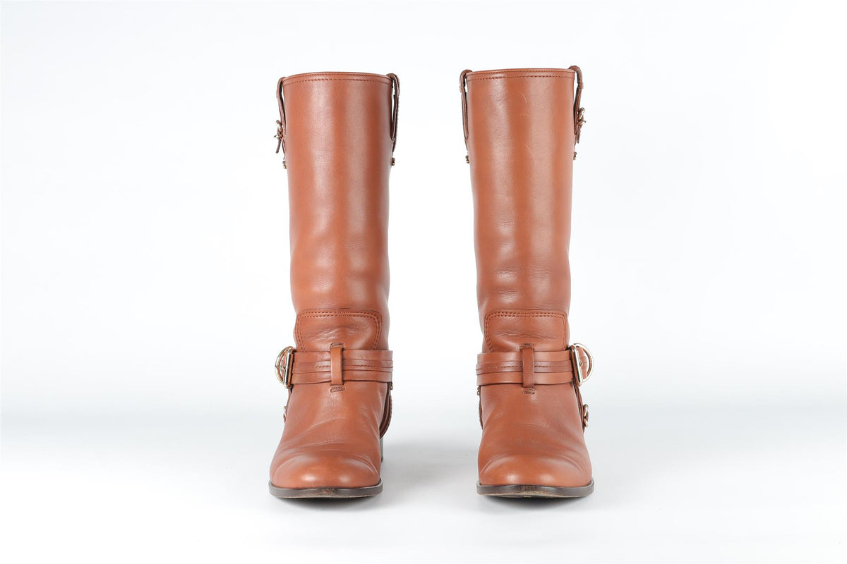 CHRISTIAN DIOR BROWN LEATHER KNEE HIGH BOOTS EU 36 UK 3 US 6