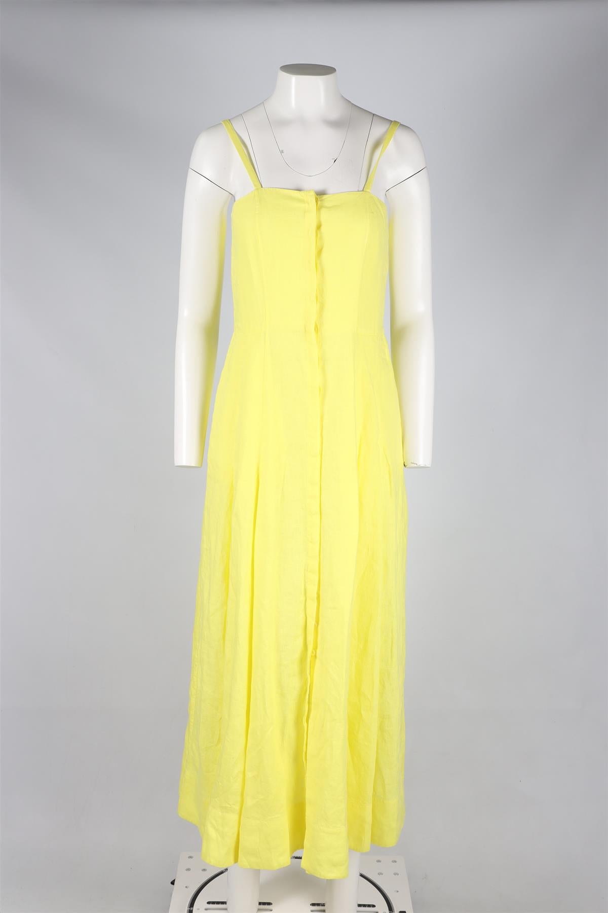 GABRIELA HEARST YELLOW LINEN MAXI DRESS IT 40 UK 8