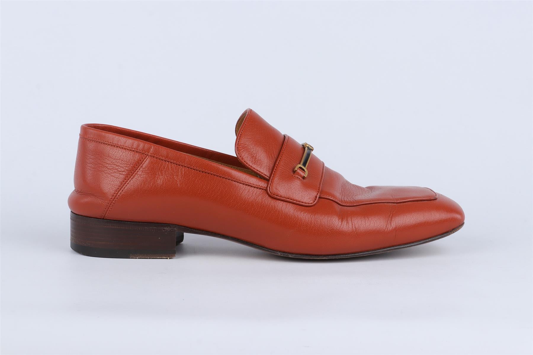GUCCI ORANGE MEN'S GG LEATHER LOAFERS EU 43 UK 9 US 10