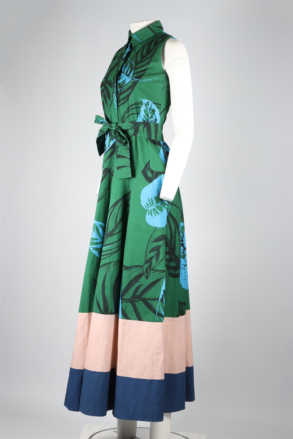 BORGO DE NOR GREEN COTTON MAXI DRESS UK 8