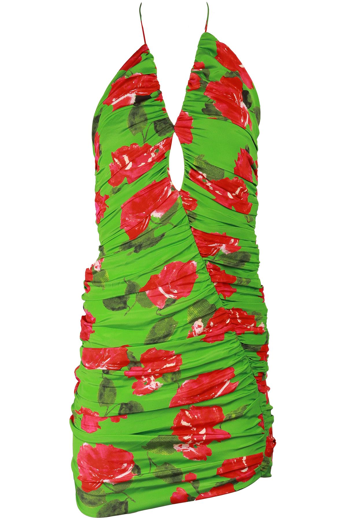 MAGDA BUTRYM GREEN SILK MINI DRESS FR 40 UK 12