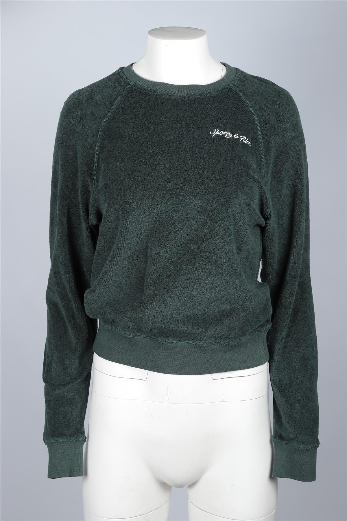 SPORTY & RICH GREEN COTTON SWEATSHIRT XSMALL