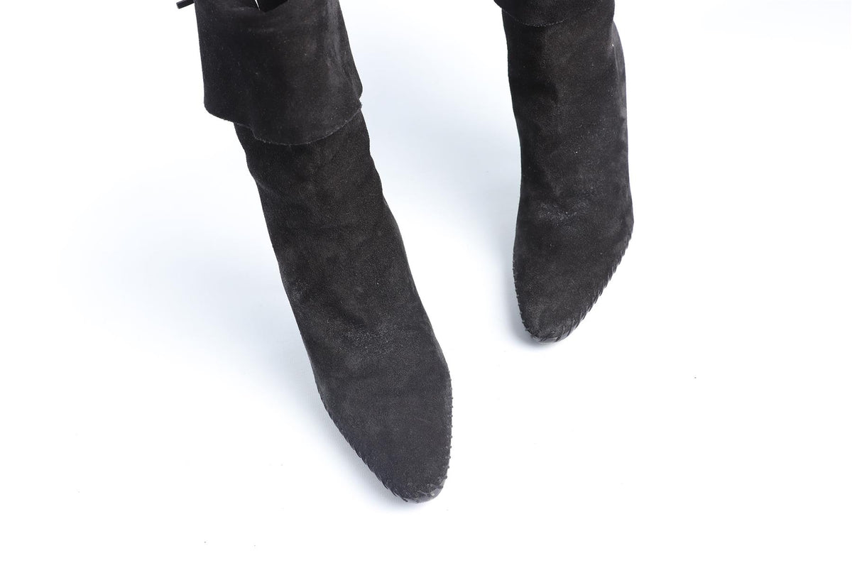 GUCCI BLACK VINTAGE SUEDE ANKLE BOOTS EU 38 UK 5 US 8