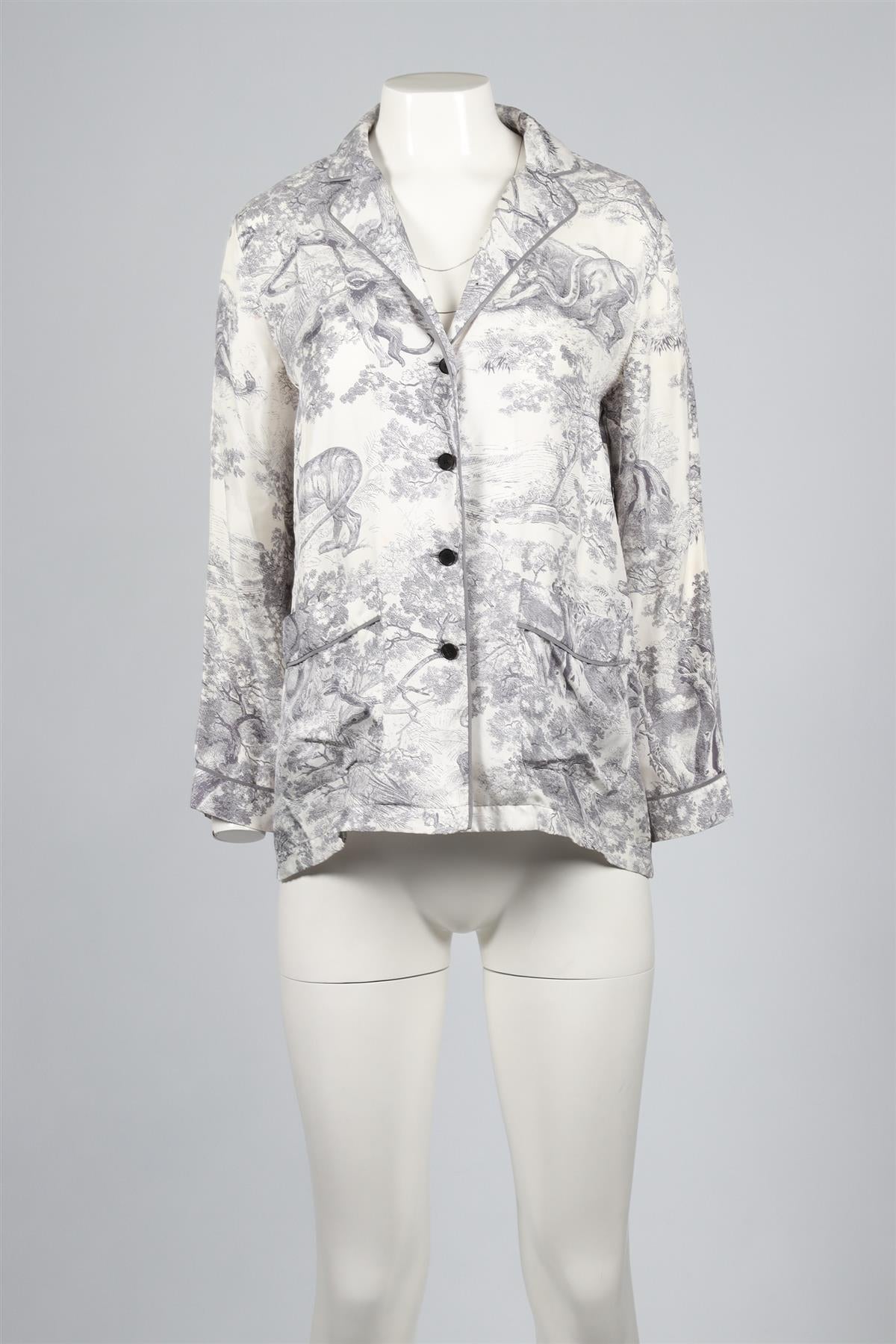 CHRISTIAN DIOR BLUE SILK SHIRT FR 34 UK 6