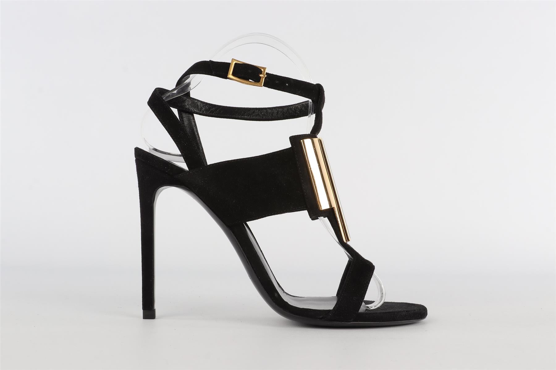 SAINT LAURENT BLACK SUEDE SANDALS EU 37.5 UK 4.5 US 7.5