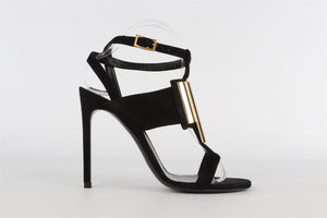 SAINT LAURENT BLACK SUEDE SANDALS EU 37.5 UK 4.5 US 7.5
