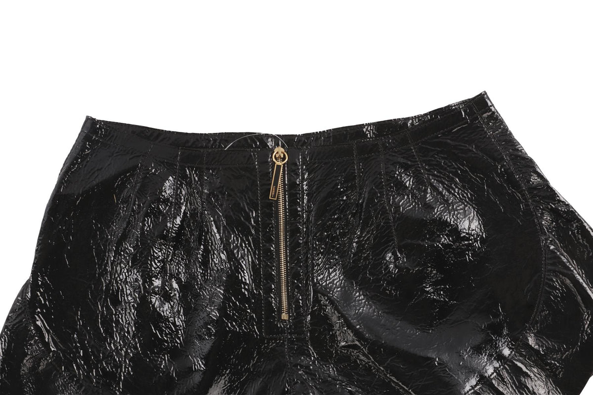 FENDI BLACK PATENT LEATHER SHORTS IT 38 UK 6
