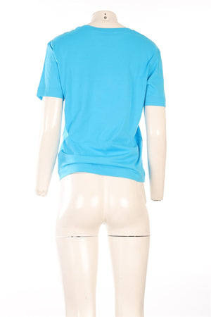 EMILIO PUCCI BLUE COTTON T-SHIRT MEDIUM