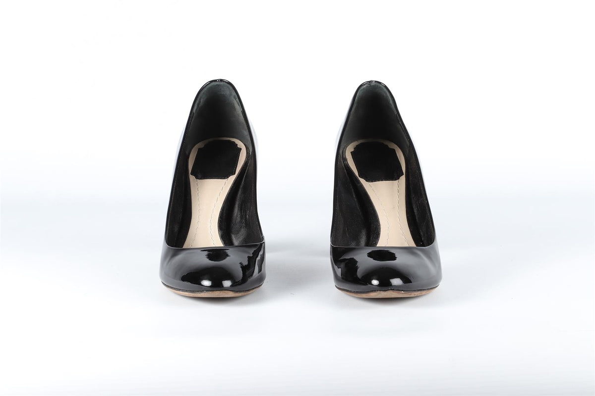 CHRISTIAN DIOR BLACK PATENT LEATHER PUMPS EU 36.5 UK 3.5 US 6.5