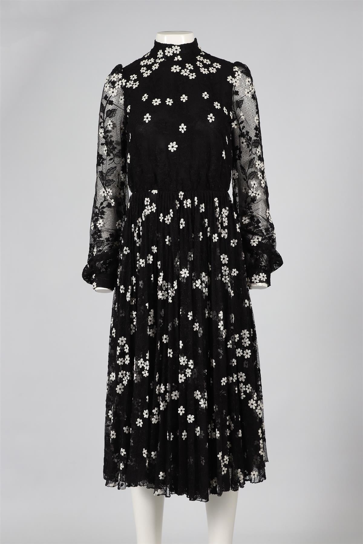 GIAMBATTISTA VALLI BLACK LACE MIDI DRESS IT 38 UK 6