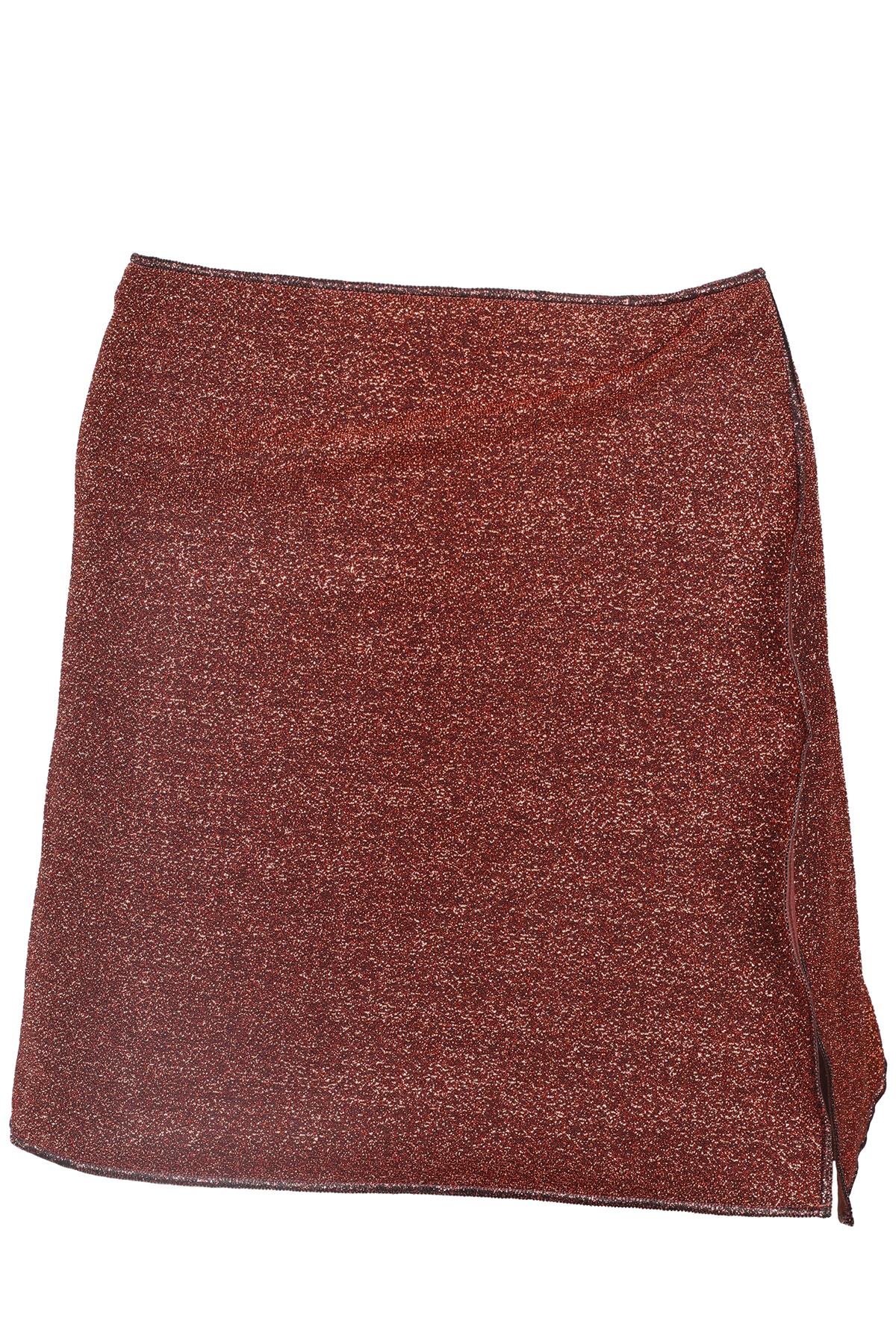 OSEREE BROWN KNIT MINI SKIRT MEDIUM