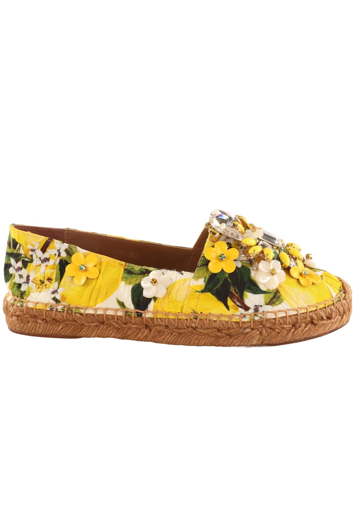 DOLCE & GABBANA YELLOW CRYSTAL AND CANVAS ESPADRILLES EU 36 UK 3 US 6