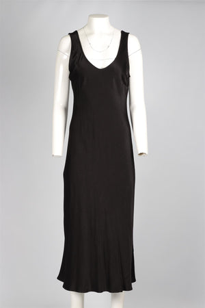 GHOST BLACK SATIN MAXI DRESS MEDIUM