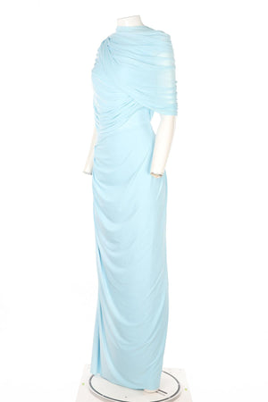 DEME BY GABRIELLA BLUE JERSEY MAXI DRESS SMALL