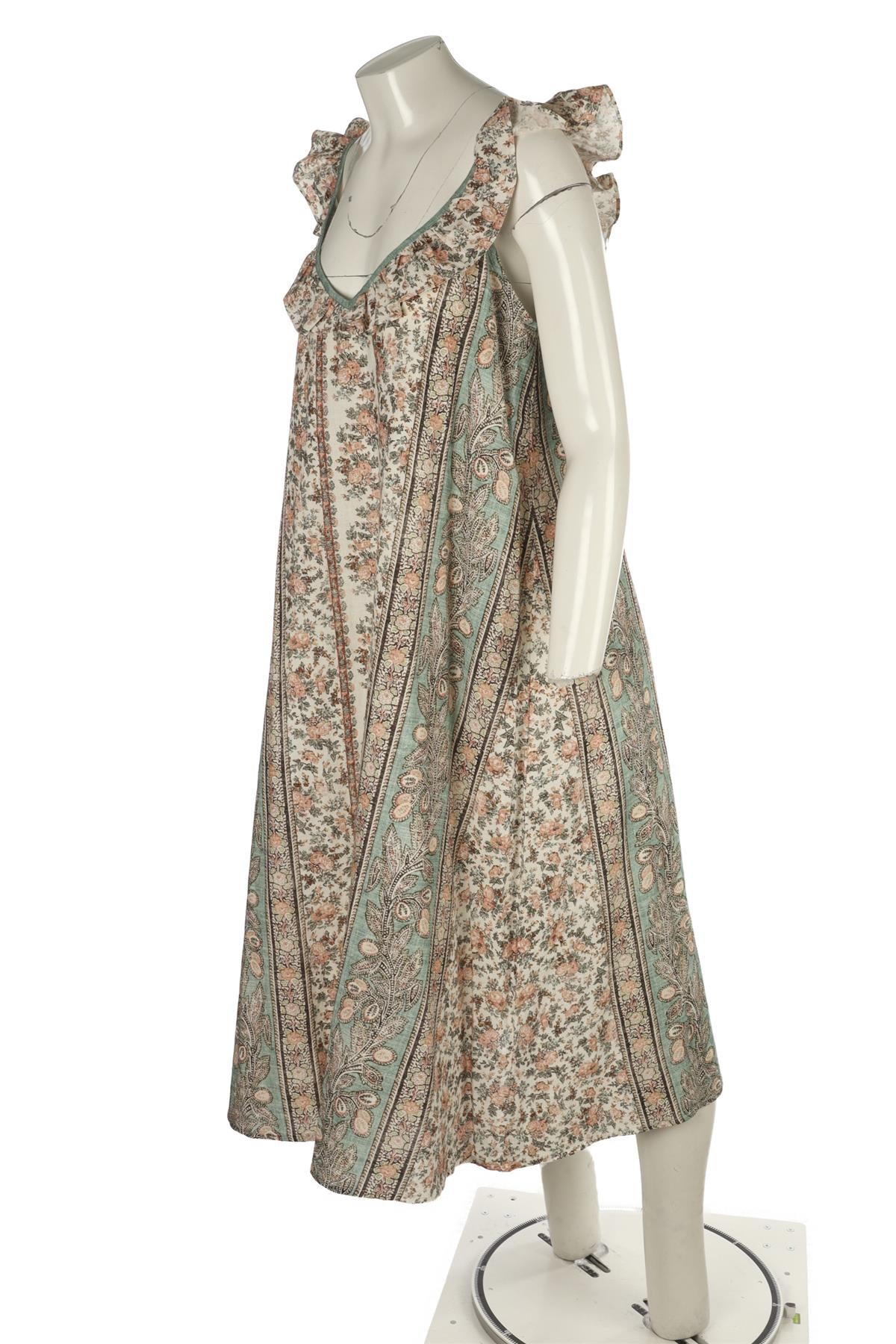 D'ASCOLI MULTI COTTON MIDI DRESS LARGE