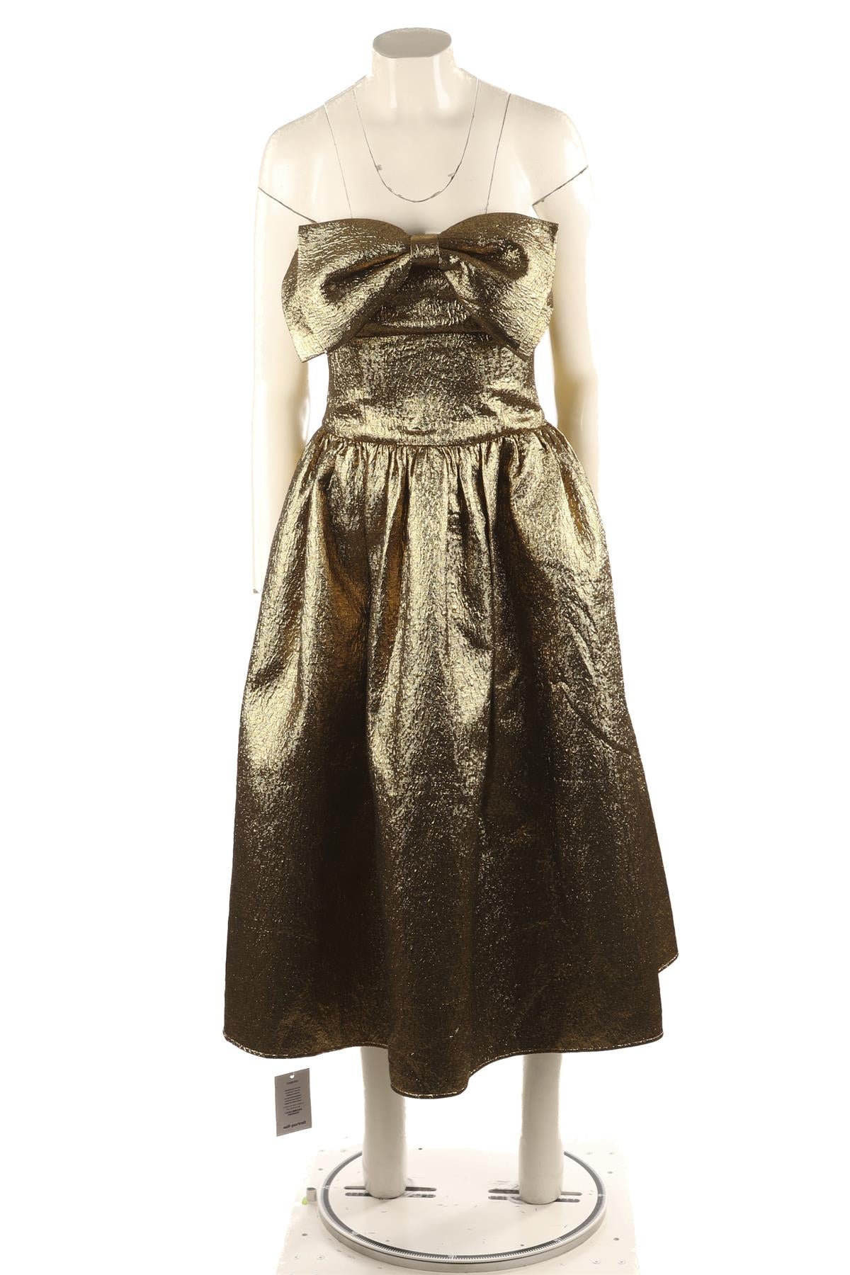 SELF-PORTRAIT GOLD LUREX MIDI DRESS UK 8