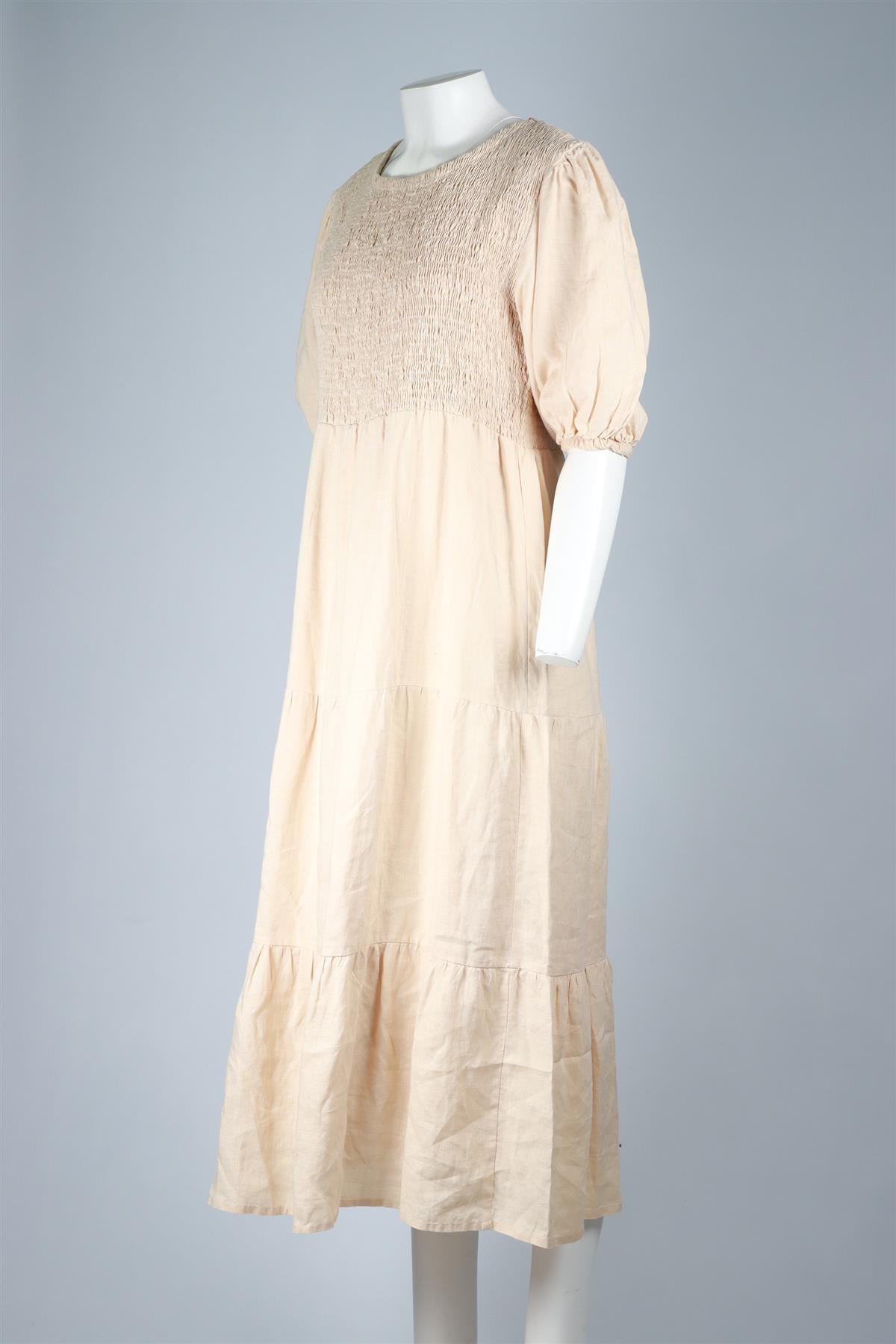 FAITHFULL THE BRAND BEIGE LINEN MAXI DRESS UK 16